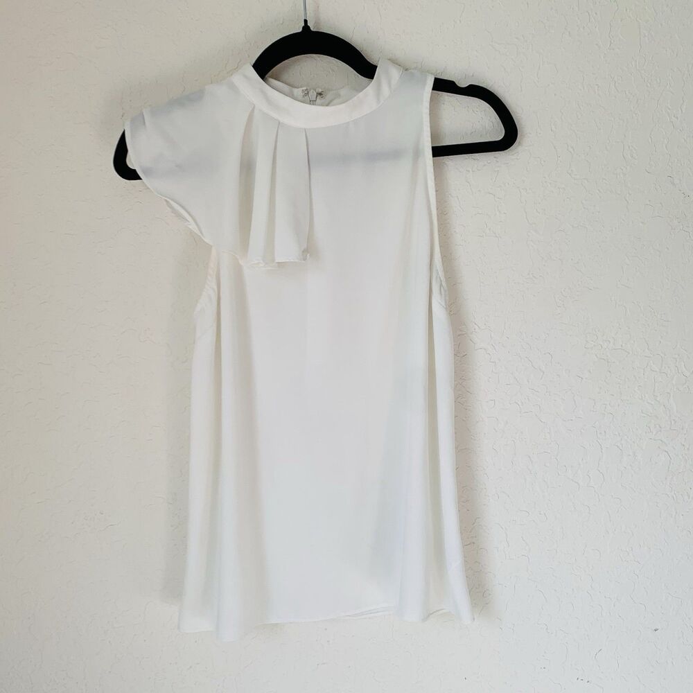 Naked‎ Zebra Top Women S White High Neck Sleeveless Chiffon Office Feminine Work